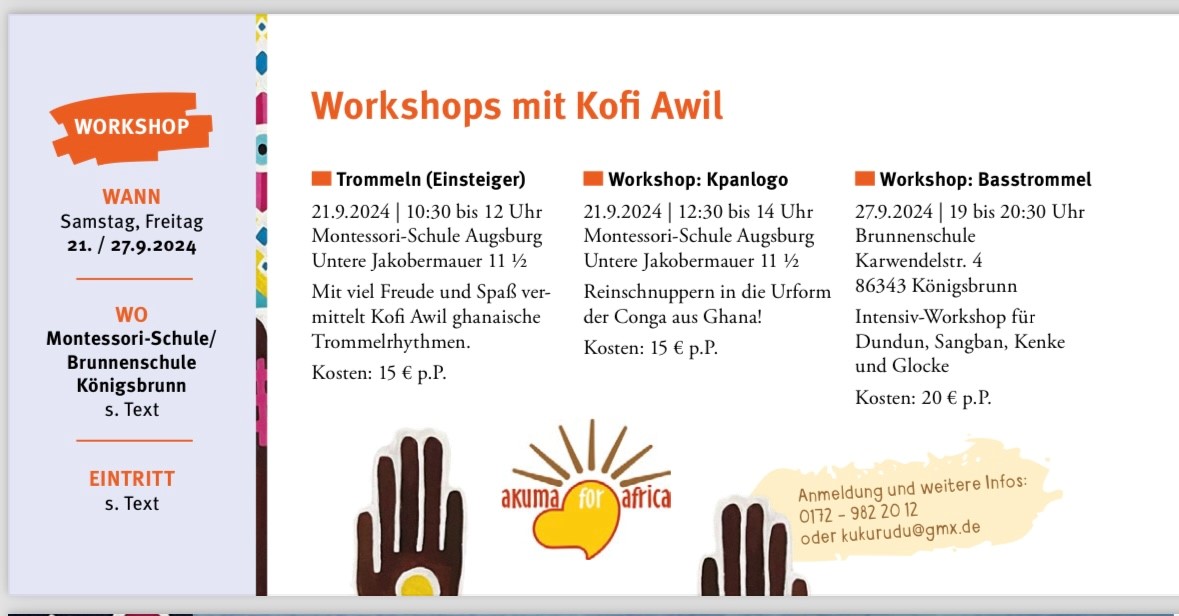 Workshops im Rahmen der afrikanischen Wochen Augsburg